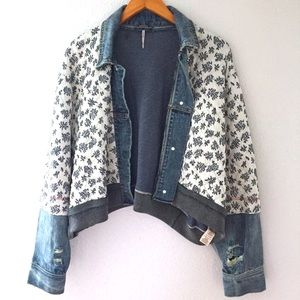Free People M / L Ditsy Denim Jacket